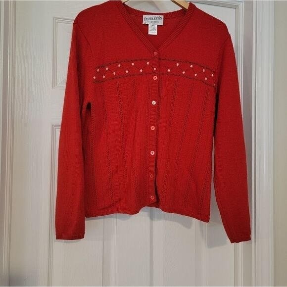Vintage Pendleton Cardigan Sweater Merino Wool Med - Picture 1 of 4